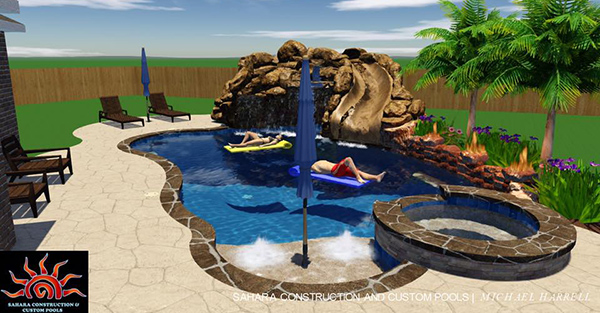 3D Custom Pool Design | Sahara Pools | Katy, TX